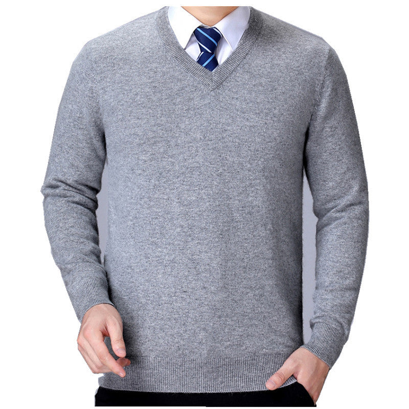 Men's V-neck knitted sweater made of soft cotton blend Lisslune
