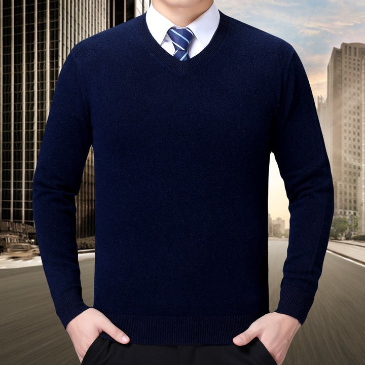 Men's V-neck knitted sweater made of soft cotton blend Lisslune