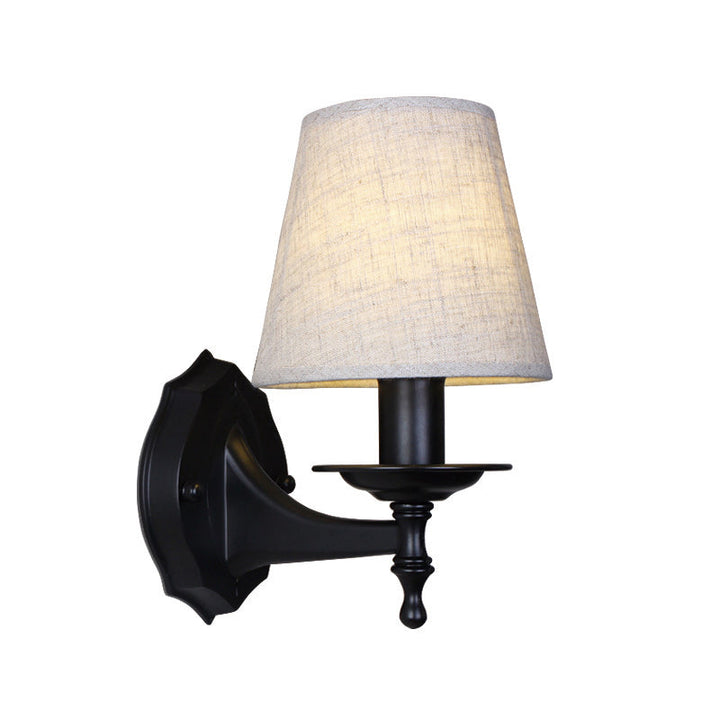 Skørter | Tapered Bedroom Wall Light Rustic Fabric 1/2 Lights Flax/White Wall Mounted Light