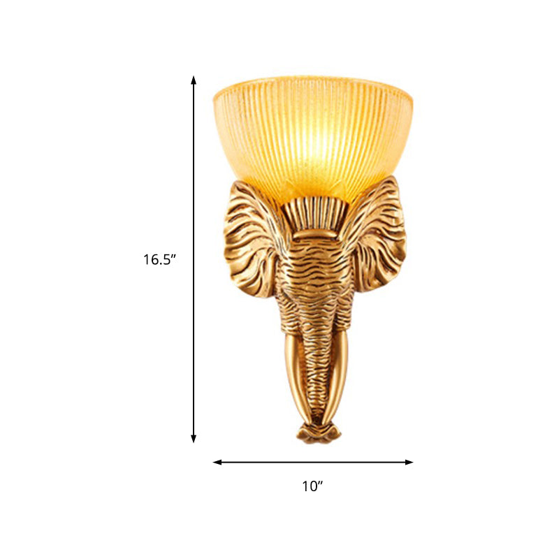 Skørter | Prism Glass Beige Wall Lamp Fixture Bowl 1 Light Vintage Wall Lamp with White/Gold Resin Elephant Base