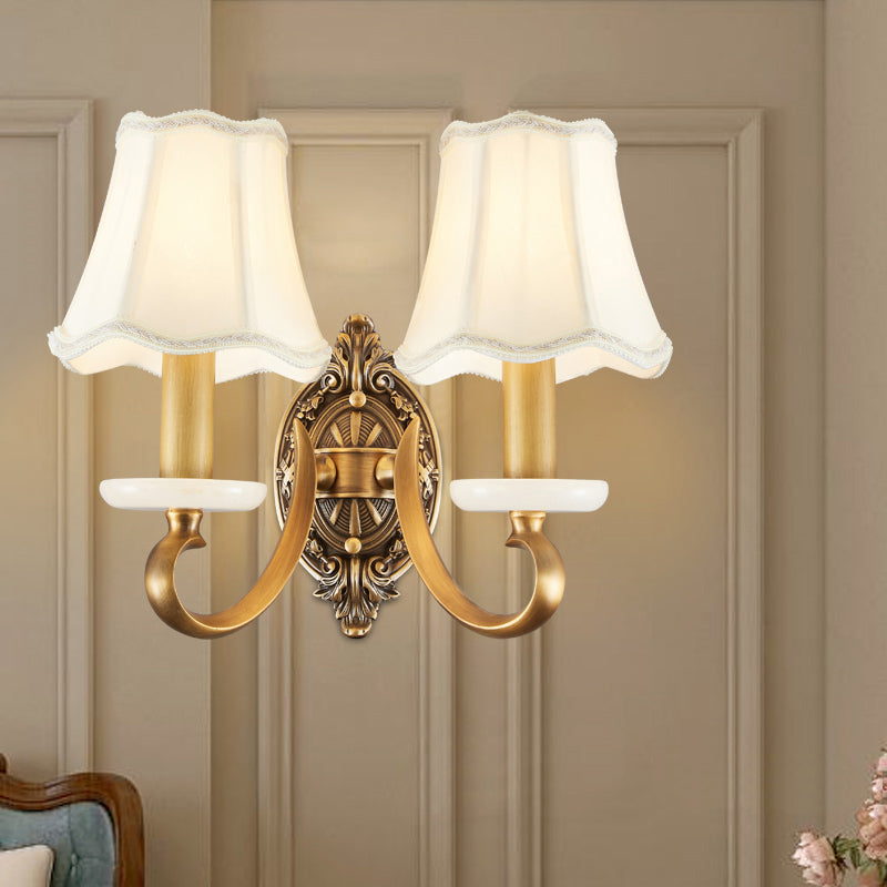 Skørter | White Flaming Wall Lamp Traditional Fabric Dining Room Wall Lighting with Jade Deco