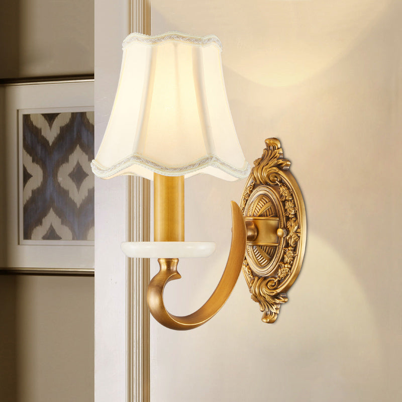 Skørter | White Flaming Wall Lamp Traditional Fabric Dining Room Wall Lighting with Jade Deco