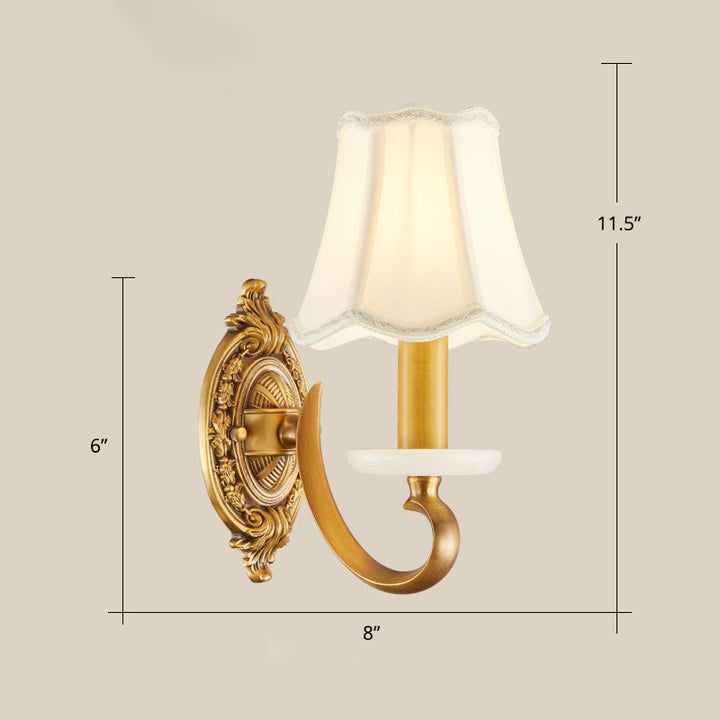 Skørter | White Flaming Wall Lamp Traditional Fabric Dining Room Wall Lighting with Jade Deco
