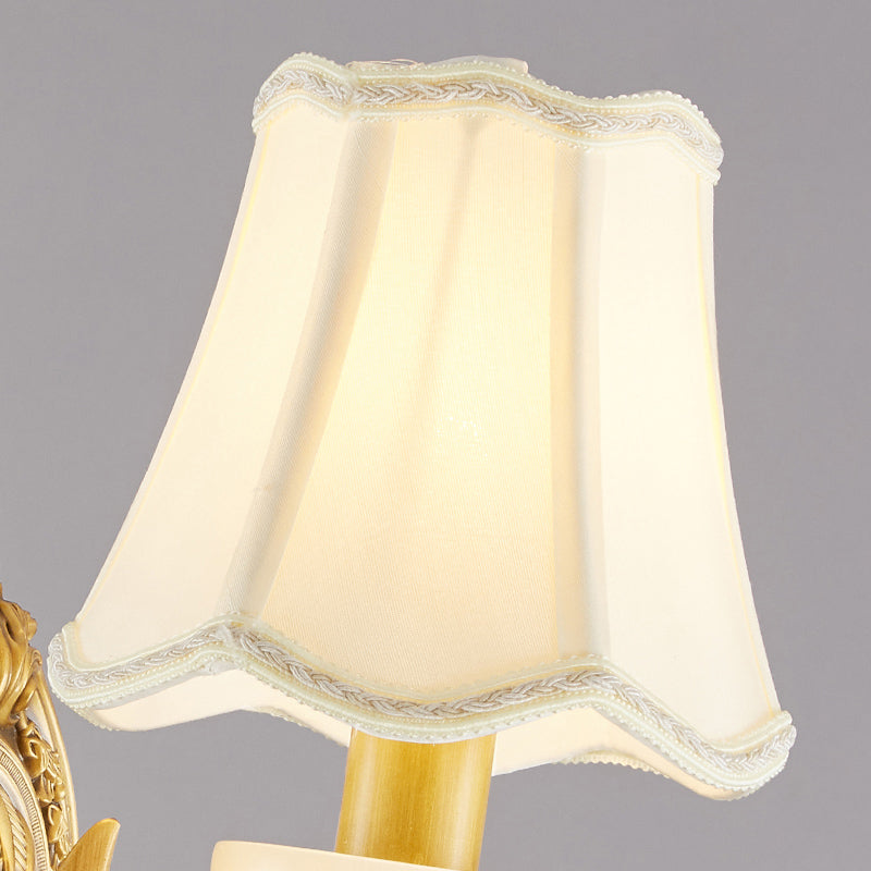 Skørter | White Flaming Wall Lamp Traditional Fabric Dining Room Wall Lighting with Jade Deco