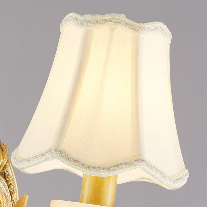 Skørter | White Flaming Wall Lamp Traditional Fabric Dining Room Wall Lighting with Jade Deco