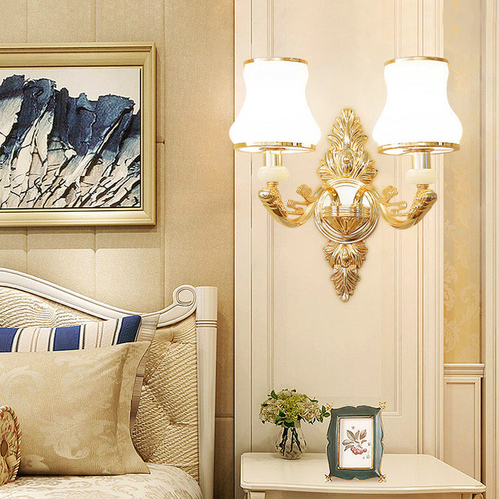 Skørter | Funnel-Shaped Wall Lamp Transition White Matt Glass Wall Lamp Kit for Living Room
