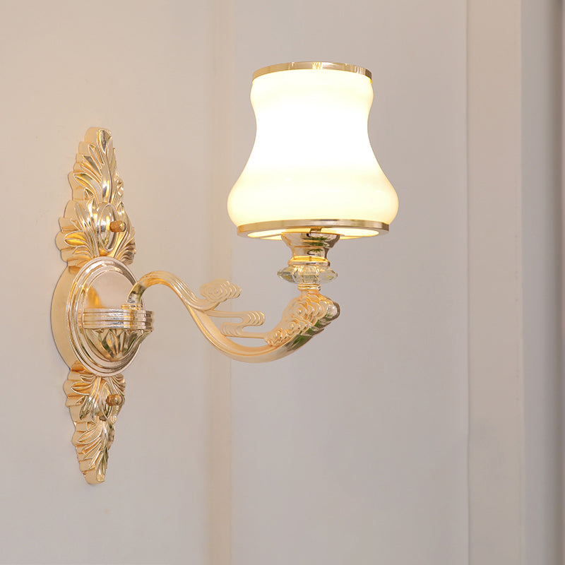Skørter | Funnel-Shaped Wall Lamp Transition White Matt Glass Wall Lamp Kit for Living Room