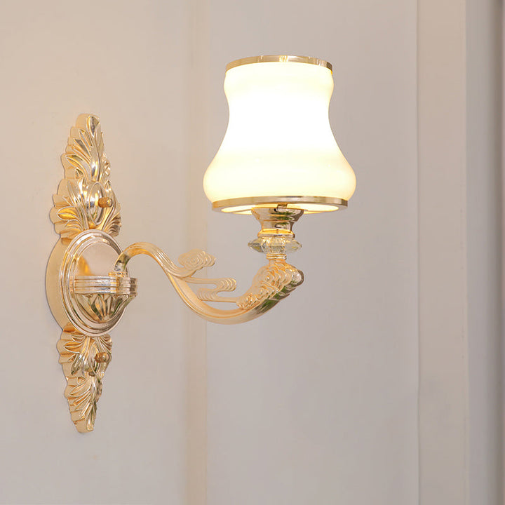 Skørter | Funnel-Shaped Wall Lamp Transition White Matt Glass Wall Lamp Kit for Living Room