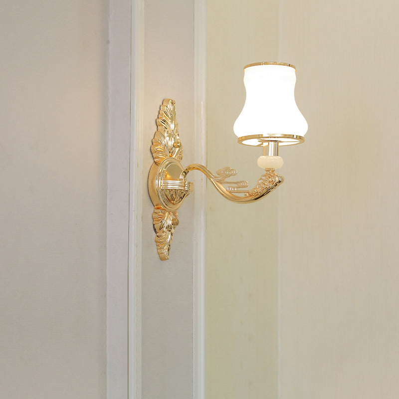 Skørter | Funnel-Shaped Wall Lamp Transition White Matt Glass Wall Lamp Kit for Living Room