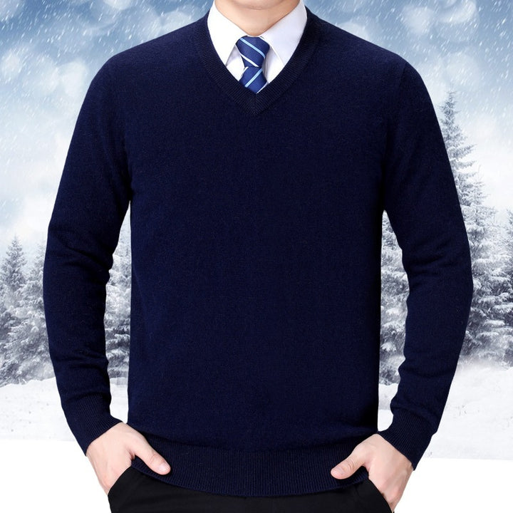 Men's V-neck knitted sweater made of soft cotton blend Lisslune