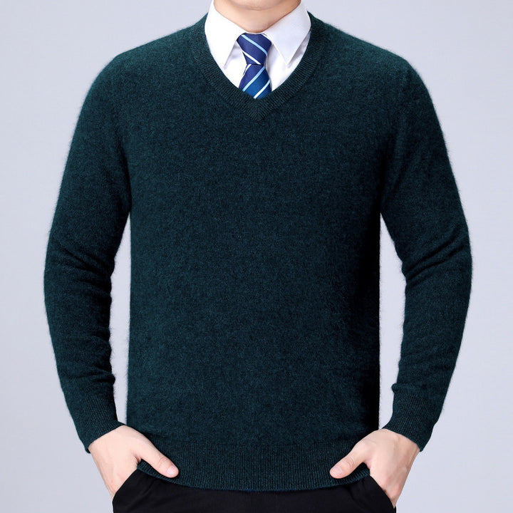 Men's V-neck knitted sweater made of soft cotton blend Lisslune