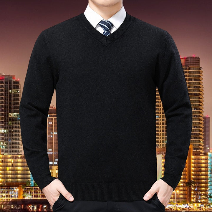 Men's V-neck knitted sweater made of soft cotton blend Lisslune