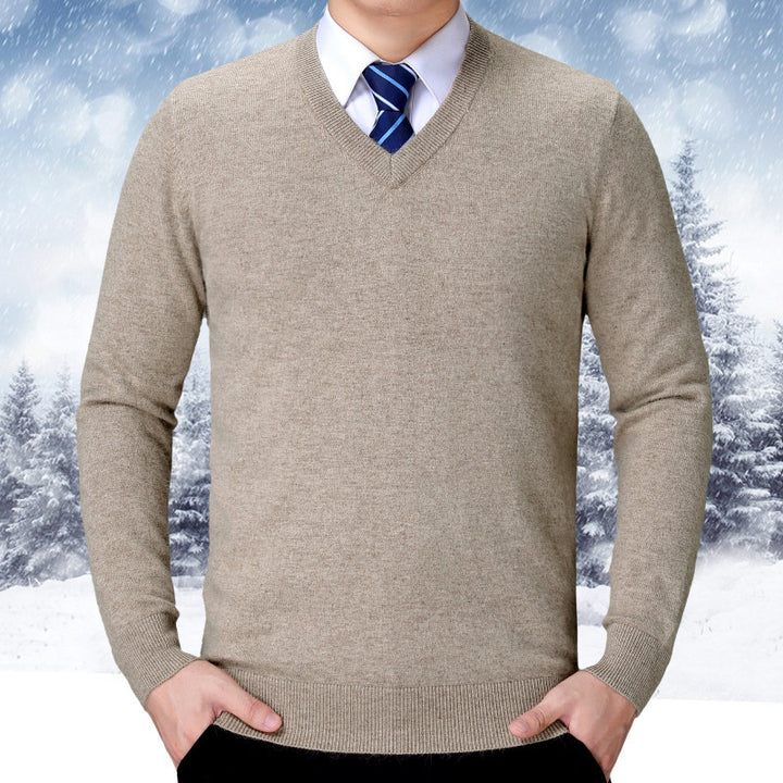 Men's V-neck knitted sweater made of soft cotton blend Lisslune