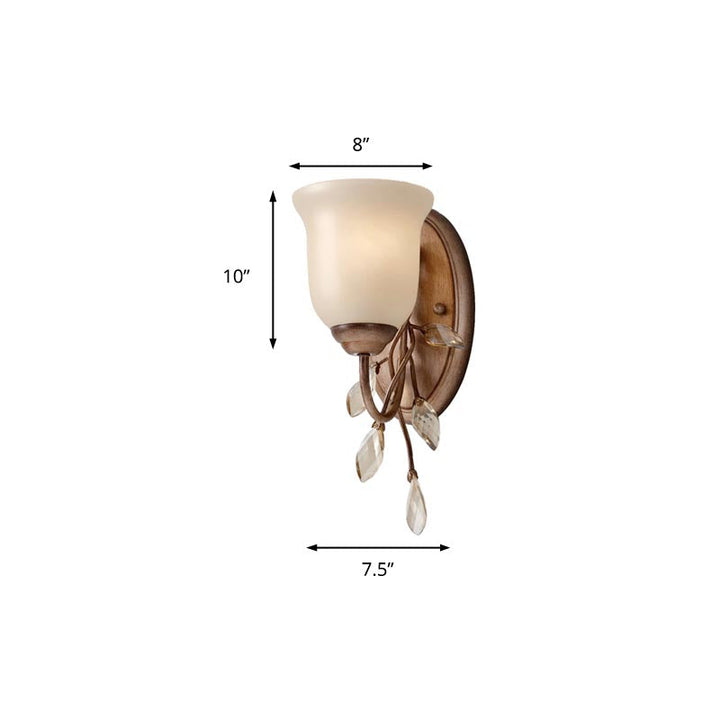 Skørter | Frosted Glass Bell Shape Wall Light Traditional 1/2/3 Lights Bedroom Wall Mounted Lamp with Coffee Backplate