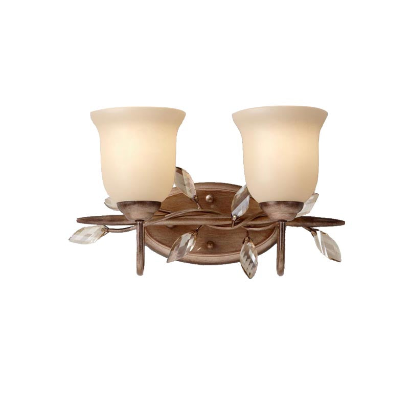 Skørter | Frosted Glass Bell Shape Wall Light Traditional 1/2/3 Lights Bedroom Wall Mounted Lamp with Coffee Backplate