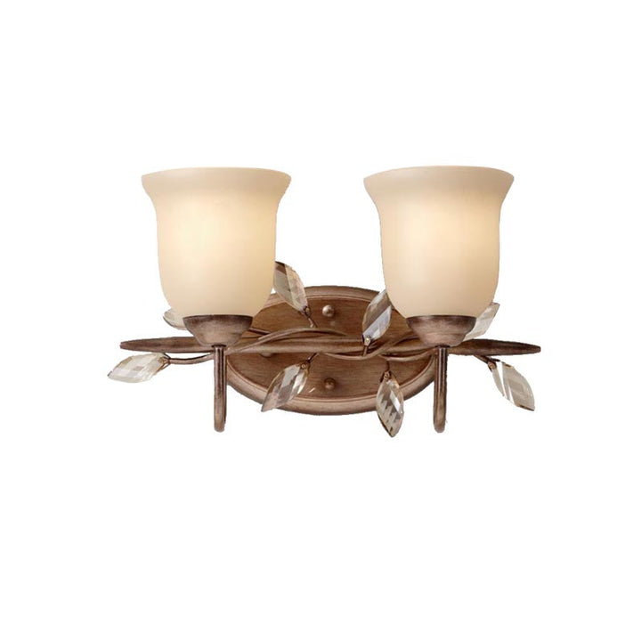Skørter | Frosted Glass Bell Shape Wall Light Traditional 1/2/3 Lights Bedroom Wall Mounted Lamp with Coffee Backplate