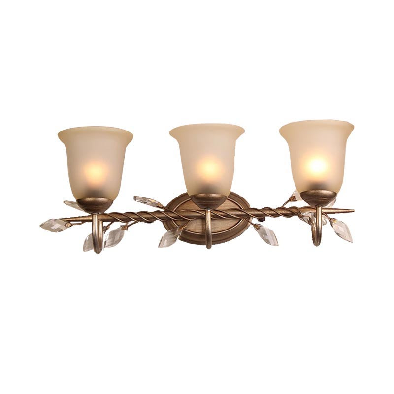 Skørter | Frosted Glass Bell Shape Wall Light Traditional 1/2/3 Lights Bedroom Wall Mounted Lamp with Coffee Backplate