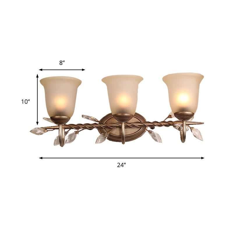 Skørter | Frosted Glass Bell Shape Wall Light Traditional 1/2/3 Lights Bedroom Wall Mounted Lamp with Coffee Backplate