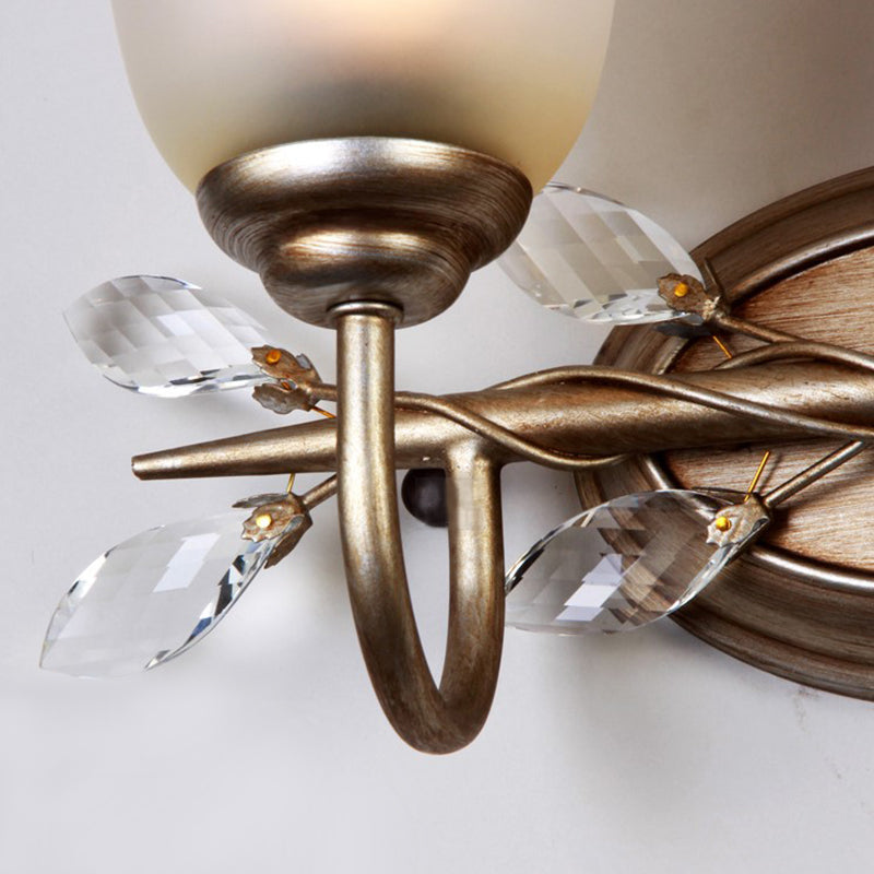 Skørter | Frosted Glass Bell Shape Wall Light Traditional 1/2/3 Lights Bedroom Wall Mounted Lamp with Coffee Backplate