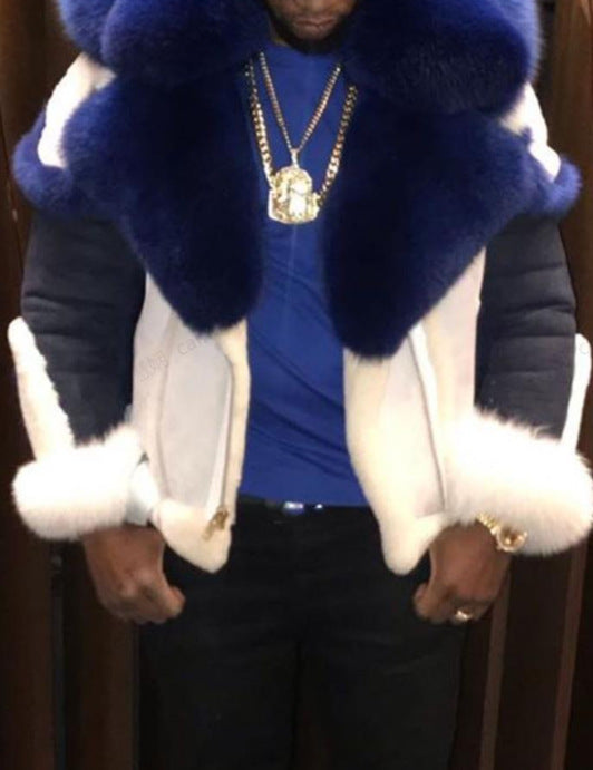 Men's luxury winter jacket with high collar and striking fur trim Lisslune