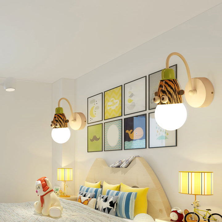 Skørter | Children Style Animal Wall Lamp Metal 1 Lamp Children's Room Wall Lighting in White