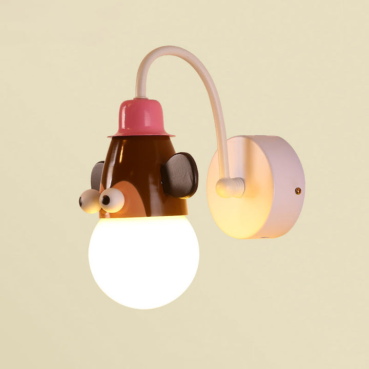 Skørter | Children Style Animal Wall Lamp Metal 1 Lamp Children's Room Wall Lighting in White