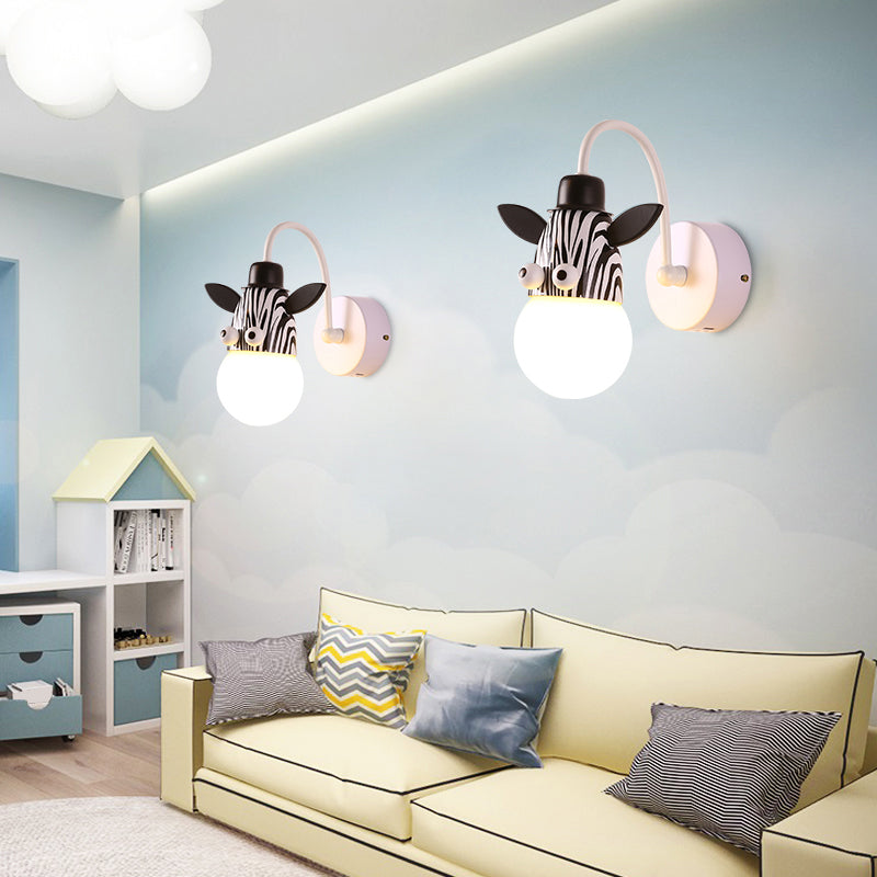 Skørter | Children Style Animal Wall Lamp Metal 1 Lamp Children's Room Wall Lighting in White