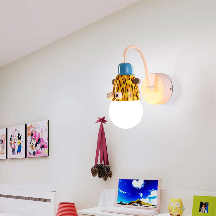 Skørter | Children Style Animal Wall Lamp Metal 1 Lamp Children's Room Wall Lighting in White