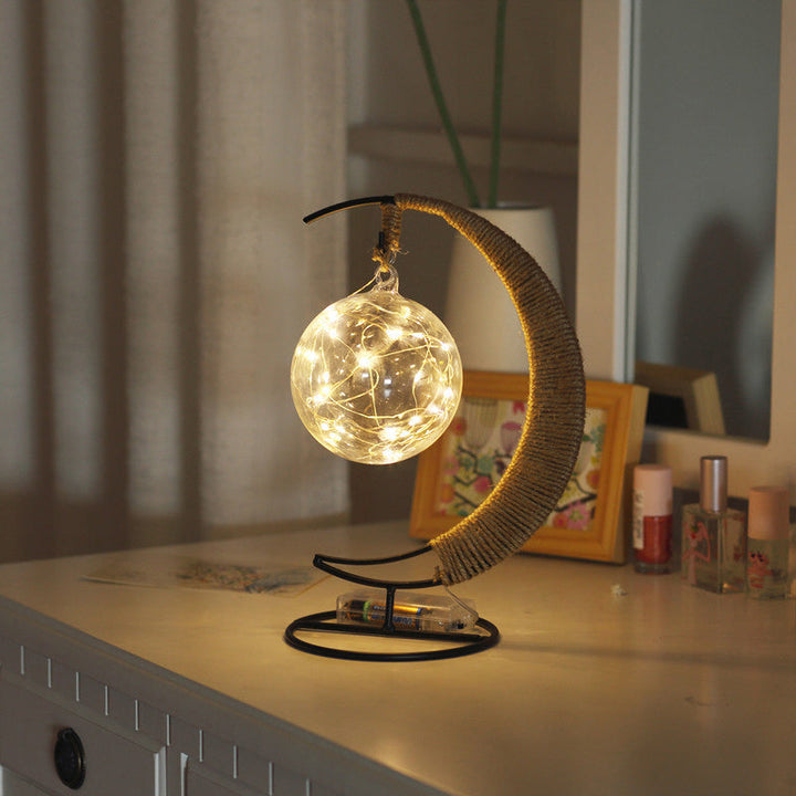 Skørter | Iron Wire Half Moon Shape Table Night Light Children Black LED Battery Decorative Lighting for Decor