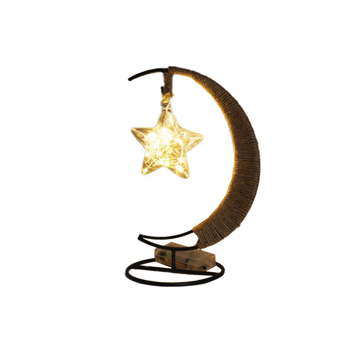 Skørter | Iron Wire Half Moon Shape Table Night Light Children Black LED Battery Decorative Lighting for Decor