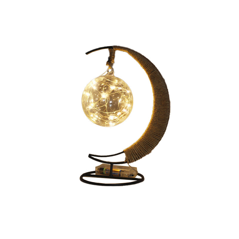 Skørter | Iron Wire Half Moon Shape Table Night Light Children Black LED Battery Decorative Lighting for Decor