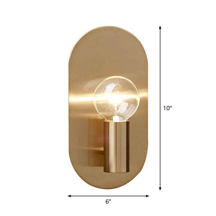 Skørter | Exposed Bulb Design Wall Lamp Postmodern Metal 1-Light Gold Finish with Oval Back Plate