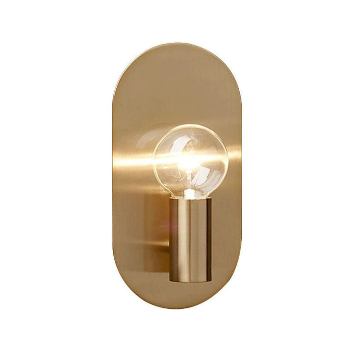 Skørter | Exposed Bulb Design Wall Lamp Postmodern Metal 1-Light Gold Finish with Oval Back Plate