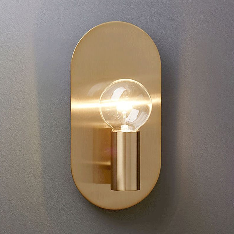 Skørter | Exposed Bulb Design Wall Lamp Postmodern Metal 1-Light Gold Finish with Oval Back Plate