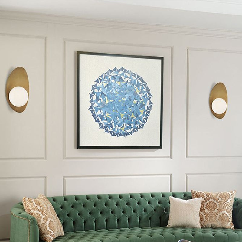 Skørter | Antique Brass Oval Wall Light Postmodern 1 Lamp Metal Wall Lamp with Ball White Glass Shade