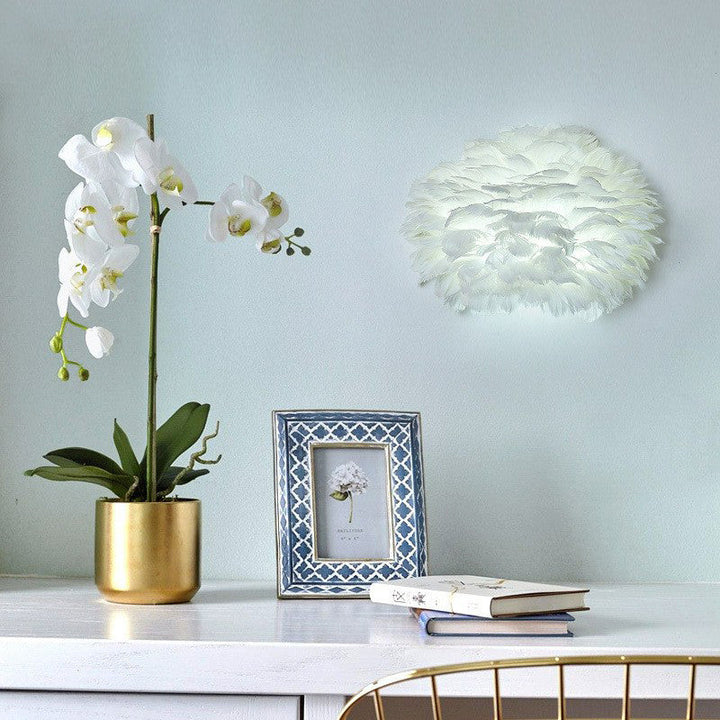 Lisslune | Half-spherical Wall Lamp Nordic Feather 1 Bulb White Wall Light Lighting