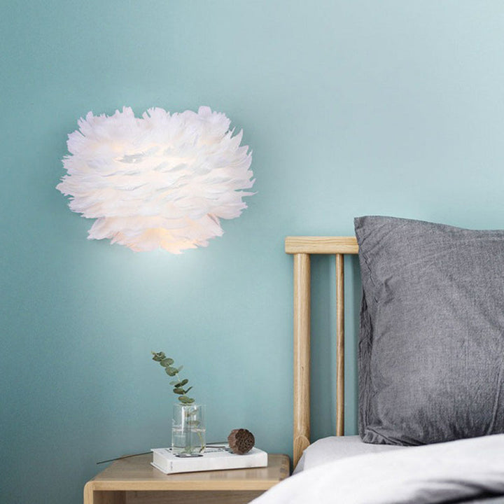 Lisslune | Half-spherical Wall Lamp Nordic Feather 1 Bulb White Wall Light Lighting