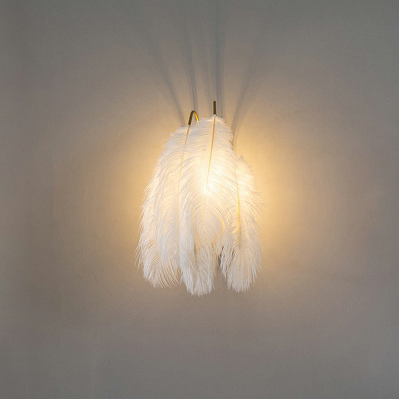 Lisslune | Small Feather Wall Mounted Lighting Minimalist 1-Light Wall Lamp for Hallway