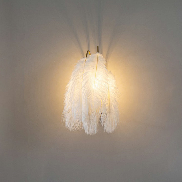 Lisslune | Small Feather Wall Mounted Lighting Minimalist 1-Light Wall Lamp for Hallway