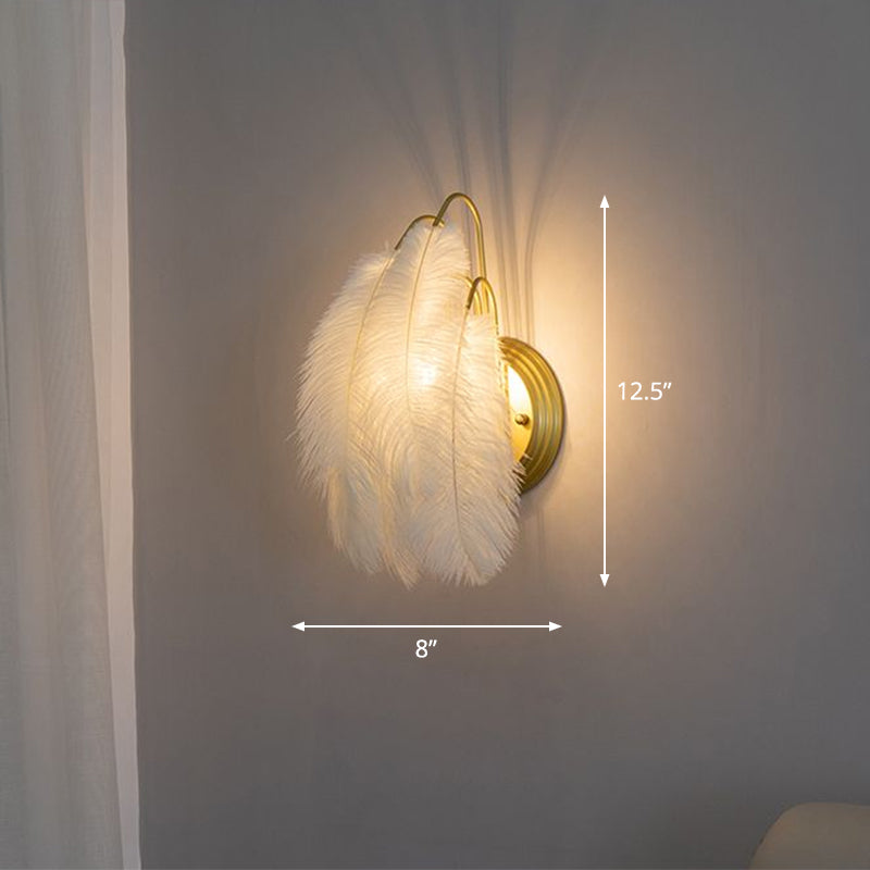 Lisslune | Small Feather Wall Mounted Lighting Minimalist 1-Light Wall Lamp for Hallway
