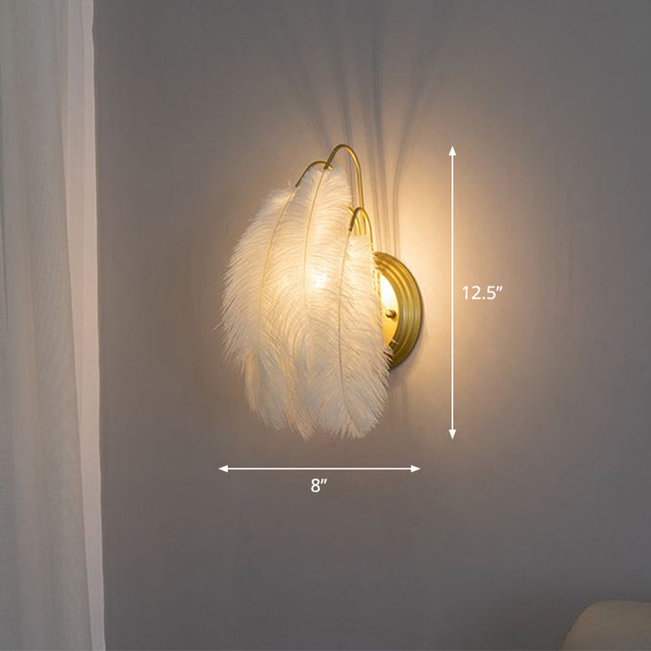 Lisslune | Small Feather Wall Mounted Lighting Minimalist 1-Light Wall Lamp for Hallway