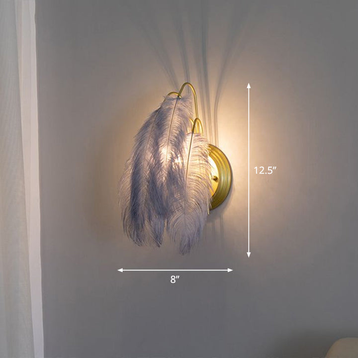 Lisslune | Small Feather Wall Mounted Lighting Minimalist 1-Light Wall Lamp for Hallway