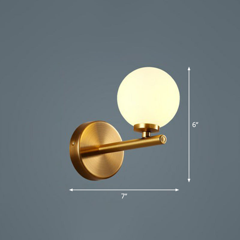 Lisslune | Ball Wall Light Postmodern Opal Glass Corridor Wall Mounted Light in Brass
