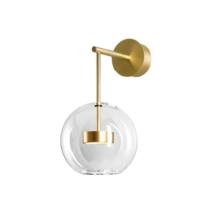 Lisslune | Brass Drum Wall Mount Lamp Simplicity Metal LED Wall Light with Clear Glass Globe Shade