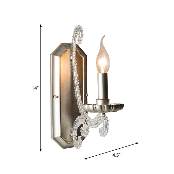 Skørter | Crystal Beads Silver Wall Lamp Light Candle Holder Rustic Wall Lamp for Hallway