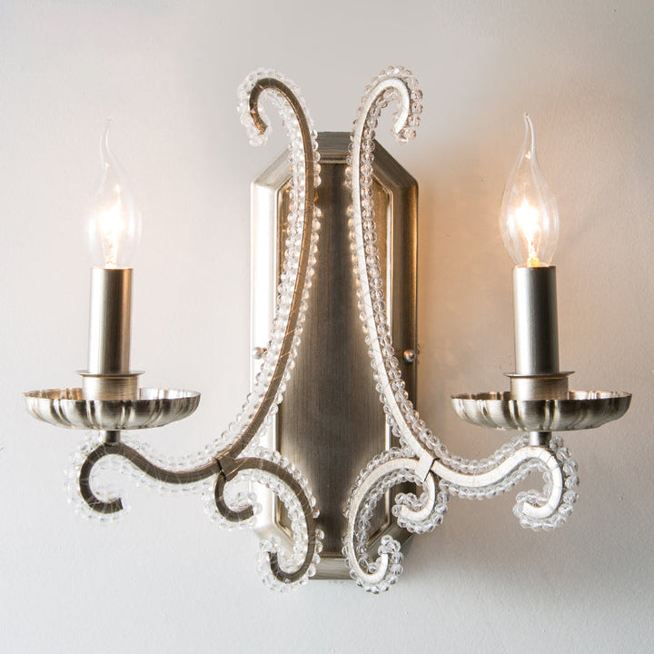 Skørter | Crystal Beads Silver Wall Lamp Light Candle Holder Rustic Wall Lamp for Hallway