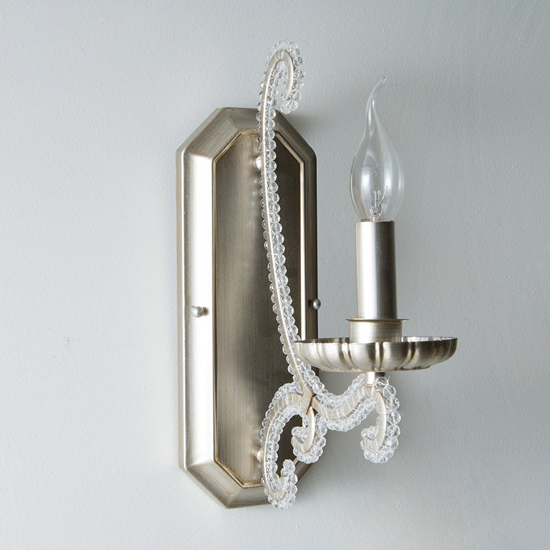 Skørter | Crystal Beads Silver Wall Lamp Light Candle Holder Rustic Wall Lamp for Hallway