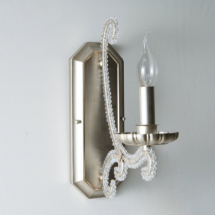 Skørter | Crystal Beads Silver Wall Lamp Light Candle Holder Rustic Wall Lamp for Hallway