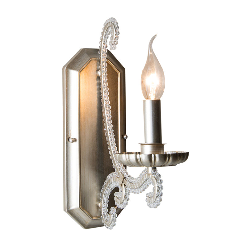 Skørter | Crystal Beads Silver Wall Lamp Light Candle Holder Rustic Wall Lamp for Hallway