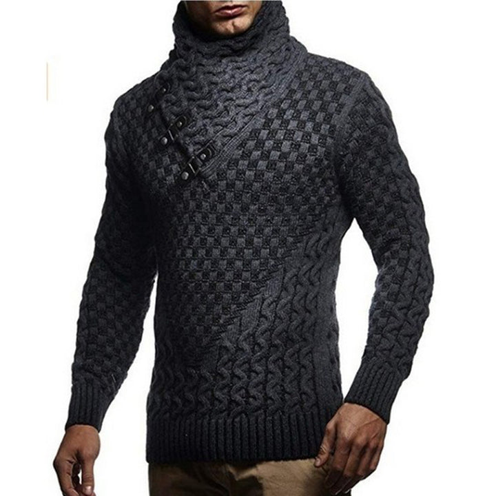 Men's knitted sweater with innovative high collar and textured pattern Lisslune